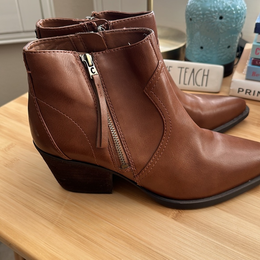 Circus by Sam Edelman Brown Leather Pointed Ankle Booties - Picture 4 of 8
